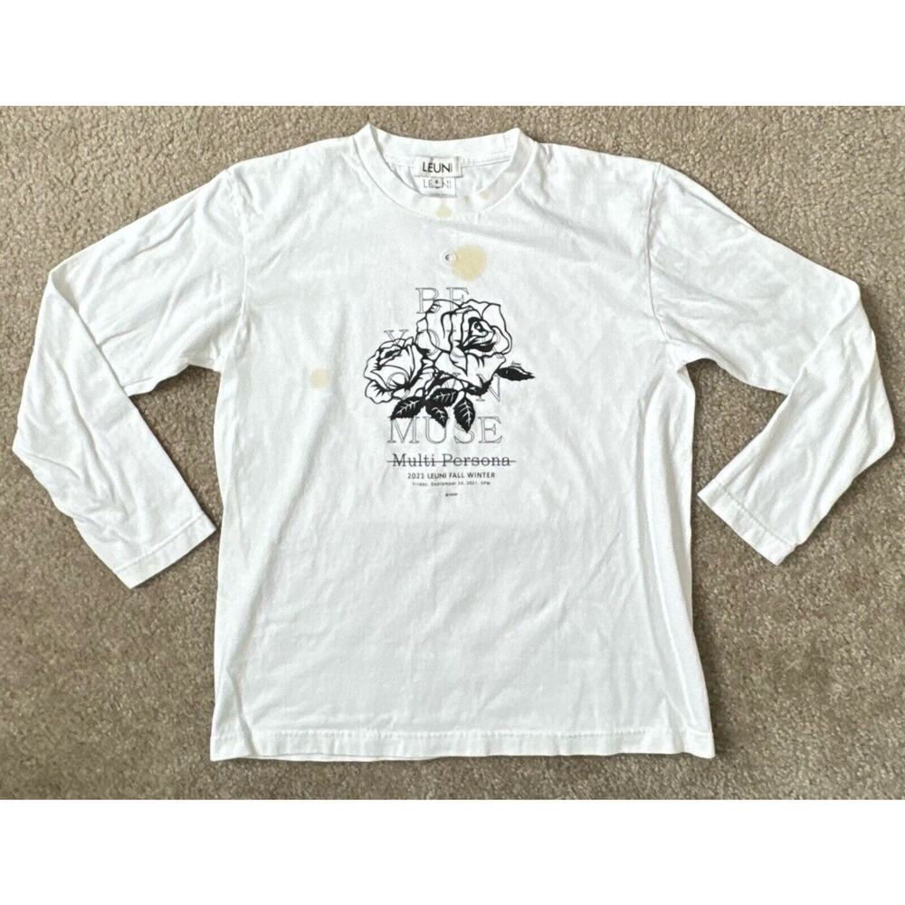 Leuni Multi Persona Theme Cotton Jersey T-shirt White Women Size Small